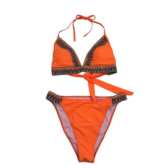 Southwestern Designs Fiesta Orange Halter Bikini sz. XXL - Picture 2 of 10